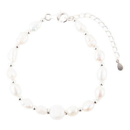 White Pearl Beaded Sterling Silver Bracelet - Barse Jewelry