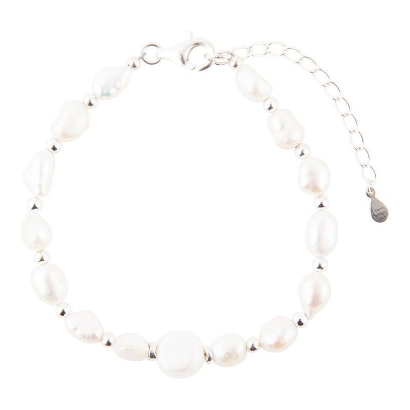 White Pearl Beaded Sterling Silver Bracelet - Barse Jewelry