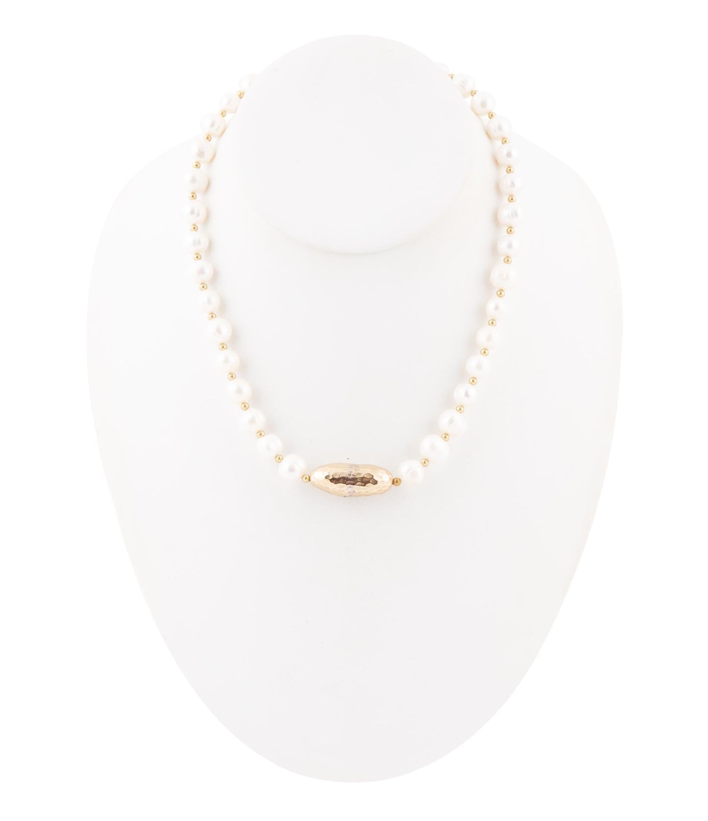 White Pearl Golden Necklace - Barse Jewelry