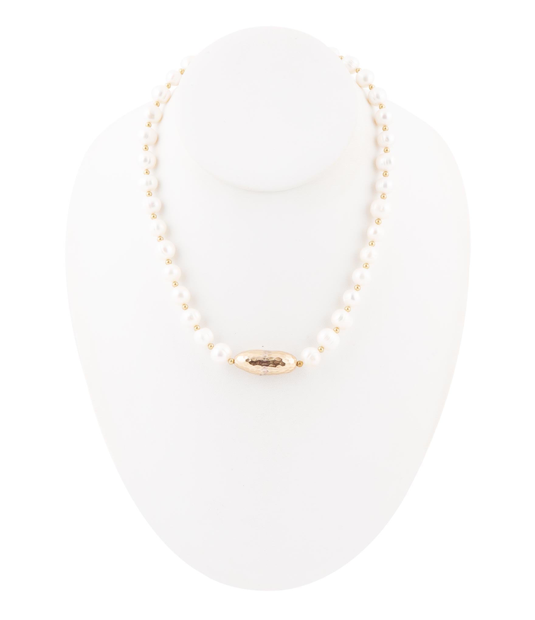 White Pearl Golden Necklace - Barse Jewelry