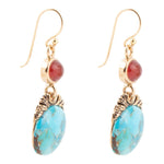 Wilder Turquoise Carnelian Golden Drop Earrings - Barse Jewelry