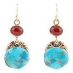 Wilder Turquoise Carnelian Golden Drop Earrings - Barse Jewelry