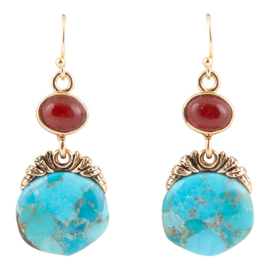 Wilder Turquoise Carnelian Golden Drop Earrings
