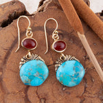 Wilder Turquoise Carnelian Golden Drop Earrings - Barse Jewelry