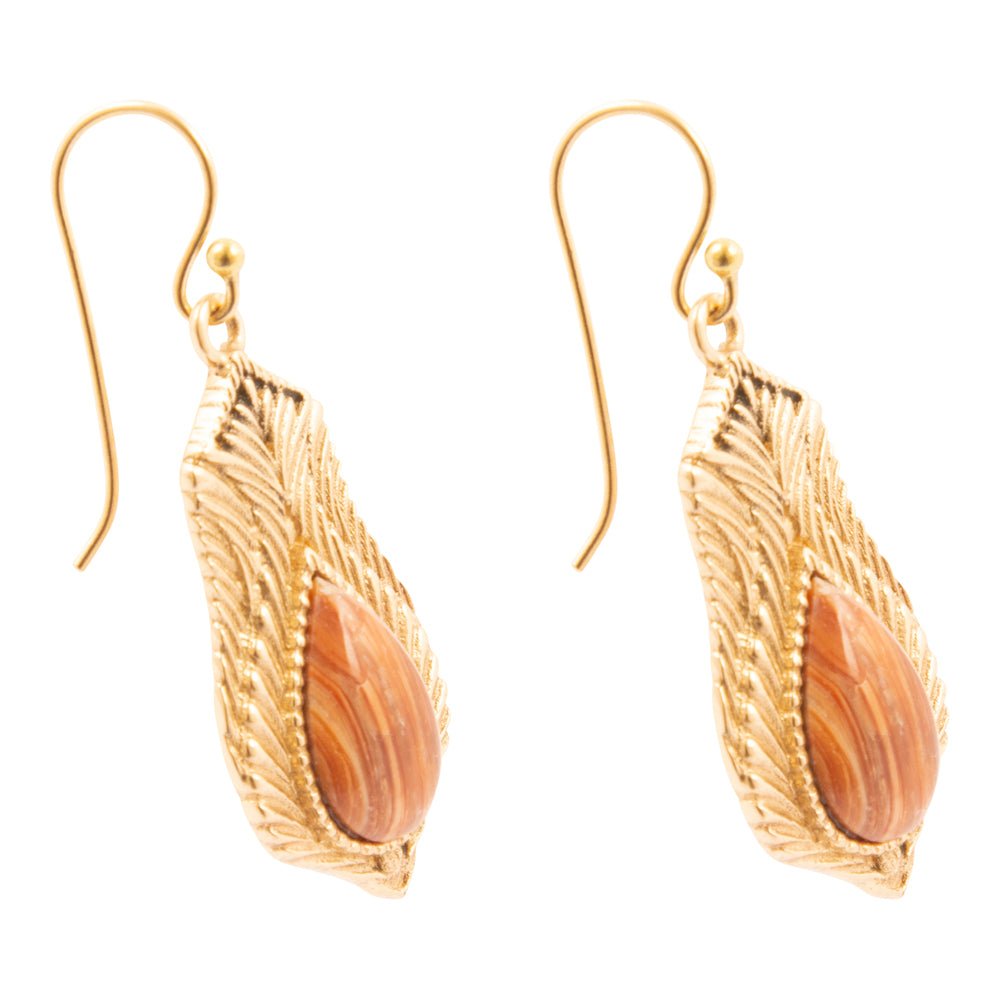Winged Copper Opal Golden Drop Earrings - Barse Jewelry