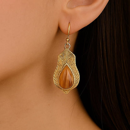 Winged Copper Opal Golden Drop Earrings - Barse Jewelry