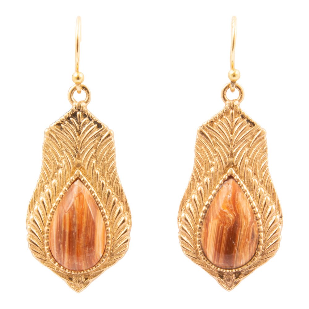 Winged Copper Opal Golden Drop Earrings - Barse Jewelry