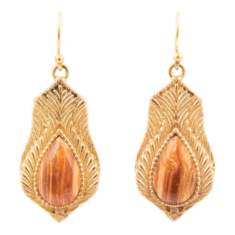 Winged Copper Opal Golden Drop Earrings - Barse Jewelry