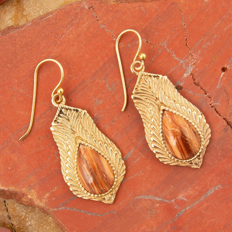 Winged Copper Opal Golden Drop Earrings - Barse Jewelry
