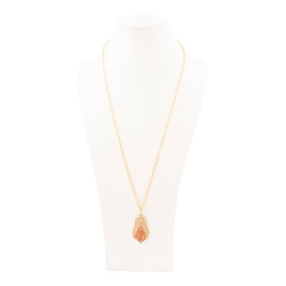 Winged Orange Copper Opal Golden Pendant Necklace - Barse Jewelry