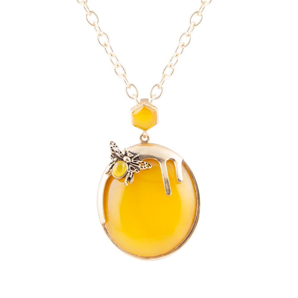 Yellow Agate Honey Drip Golden Necklace - Barse Jewelry