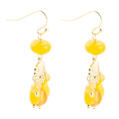 Yellow Carnelian Jade Golden Drop Earrings - Barse Jewelry