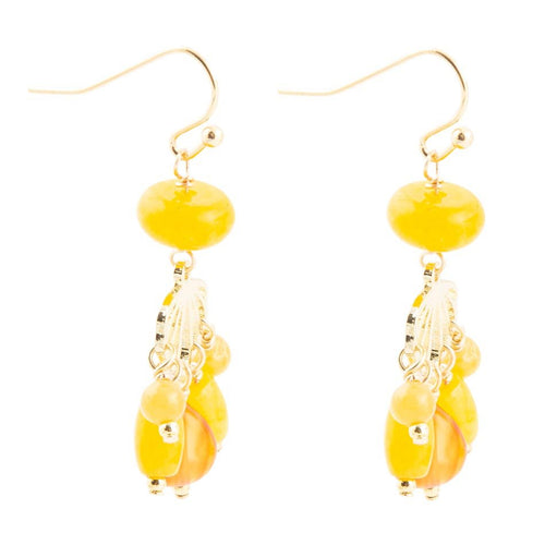 Yellow Carnelian Jade Golden Drop Earrings - Barse Jewelry