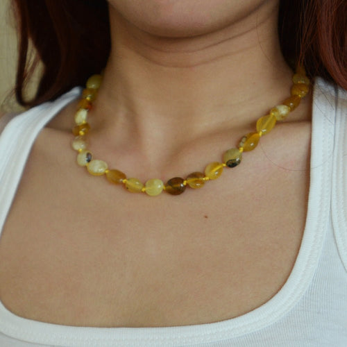 Yellow Opal Nugget Knotted Golden Necklace - Barse Jewelry