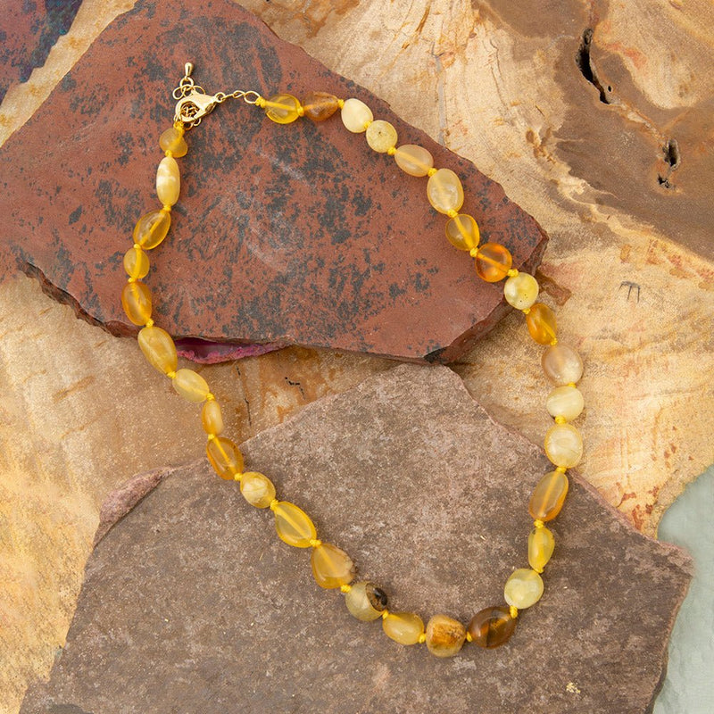Yellow Opal Nugget Knotted Golden Necklace - Barse Jewelry