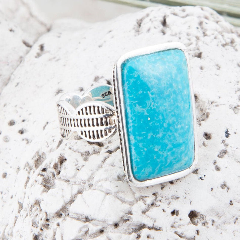 Zion Blue Turquoise and Sterling Silver Ring - Barse Jewelry