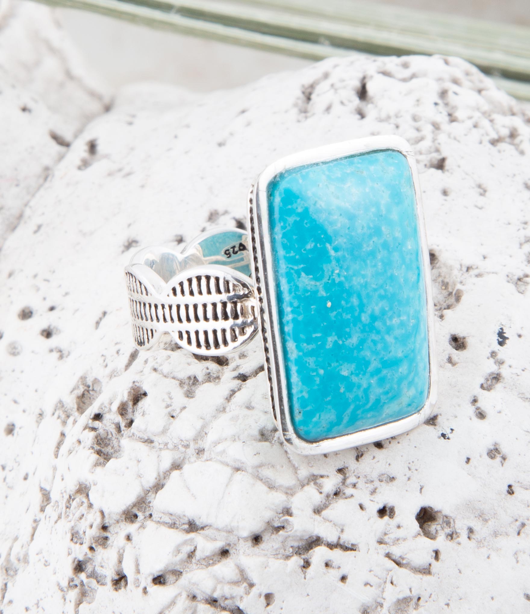 Zion Blue Turquoise Colorful Golden Cross Ring main image 1