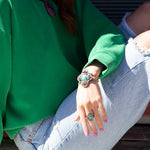 Zion Blue Turquoise Colorful Golden Cross Ring - Barse Jewelry