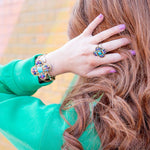 Zion Blue Turquoise Colorful Golden Cross Ring - Barse Jewelry