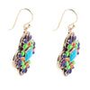Zion Blue Turquoise Colorful Golden Cross Statement Earrings - Barse Jewelry