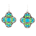 Zion Blue Turquoise Sterling Silver Cross Statement Earrings - Barse Jewelry