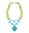 Zion Lime Green and Blue Turquoise and Sterling Silver Statement Necklace - Barse Jewelry