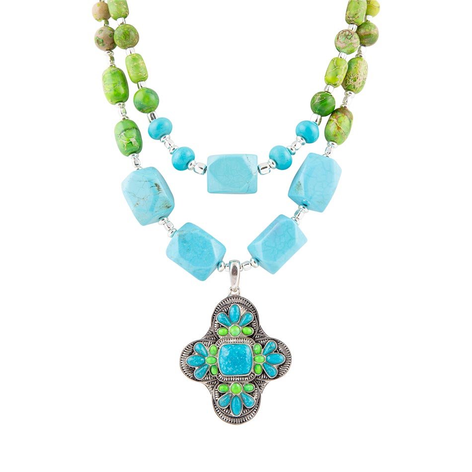 Blue green statement necklace store