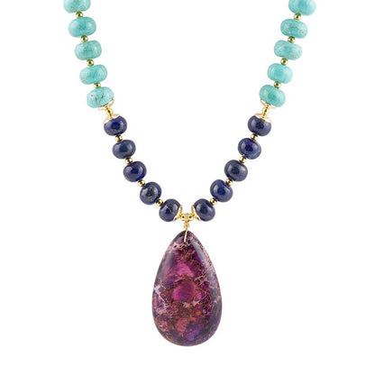 Zion Multi-Color Purple Pendant Necklace - Barse Jewelry