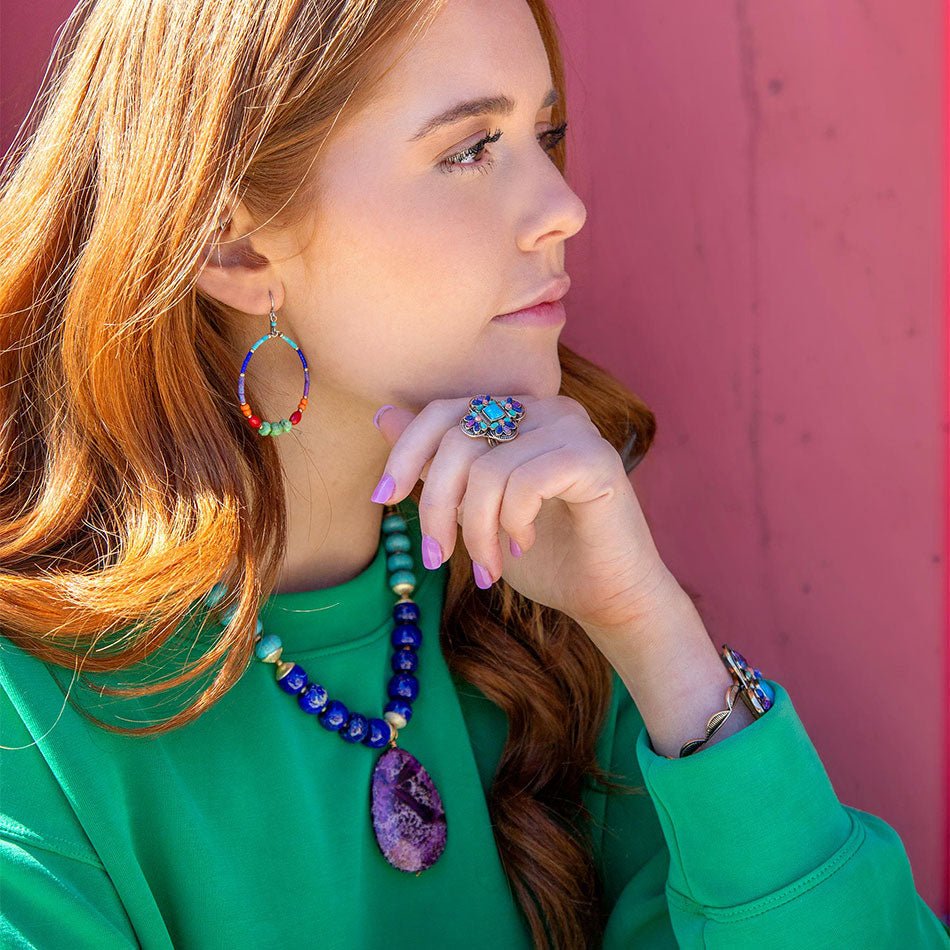 Zion Multi - Color Purple Pendant Necklace - Barse Jewelry