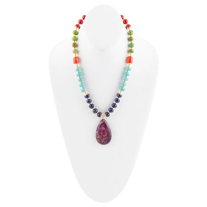 Zion Multi-Color Purple Pendant Necklace - Barse Jewelry