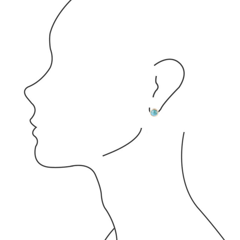 Dainty Dot Bronze Earrings- Turquoise