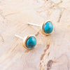Dainty Dot Bronze Earrings- Turquoise
