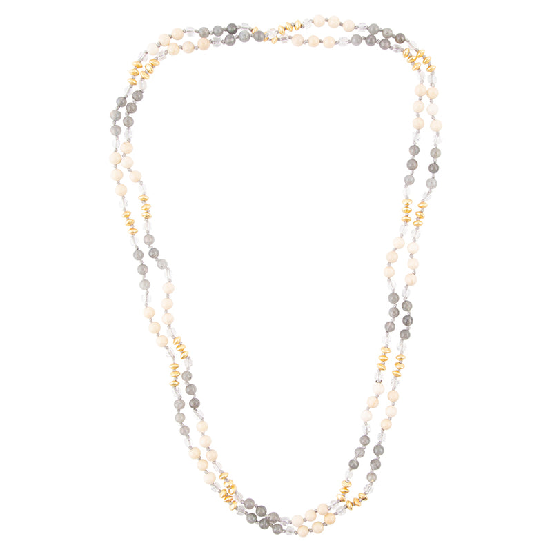 Natural Shine Grey Agate Endless Necklace