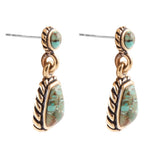 A Perfect Drop Genuine Turquoise Post Bronze Earrings - Barse Jewelry