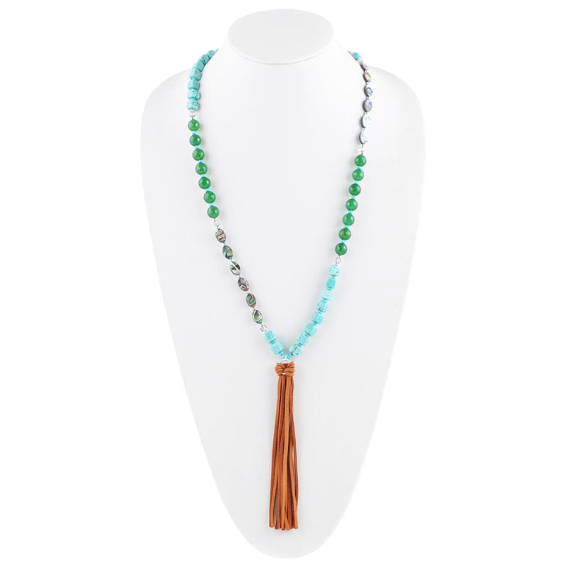 Abalone and Magnesite Tassel Necklace - Barse Jewelry