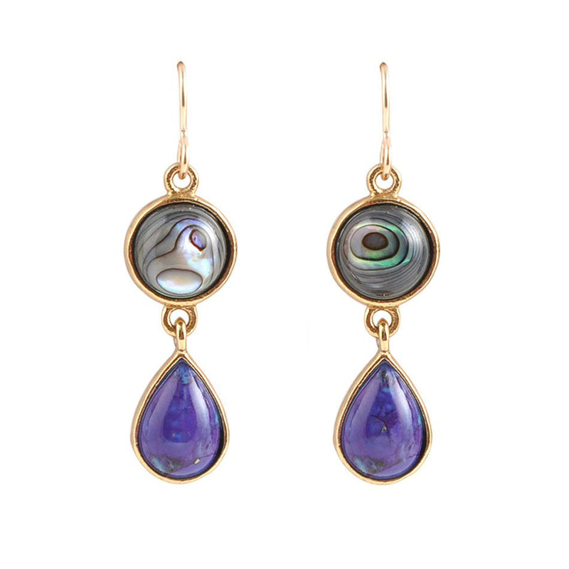 Abalone and Purple Turquoise Drop Earrings - Barse Jewelry