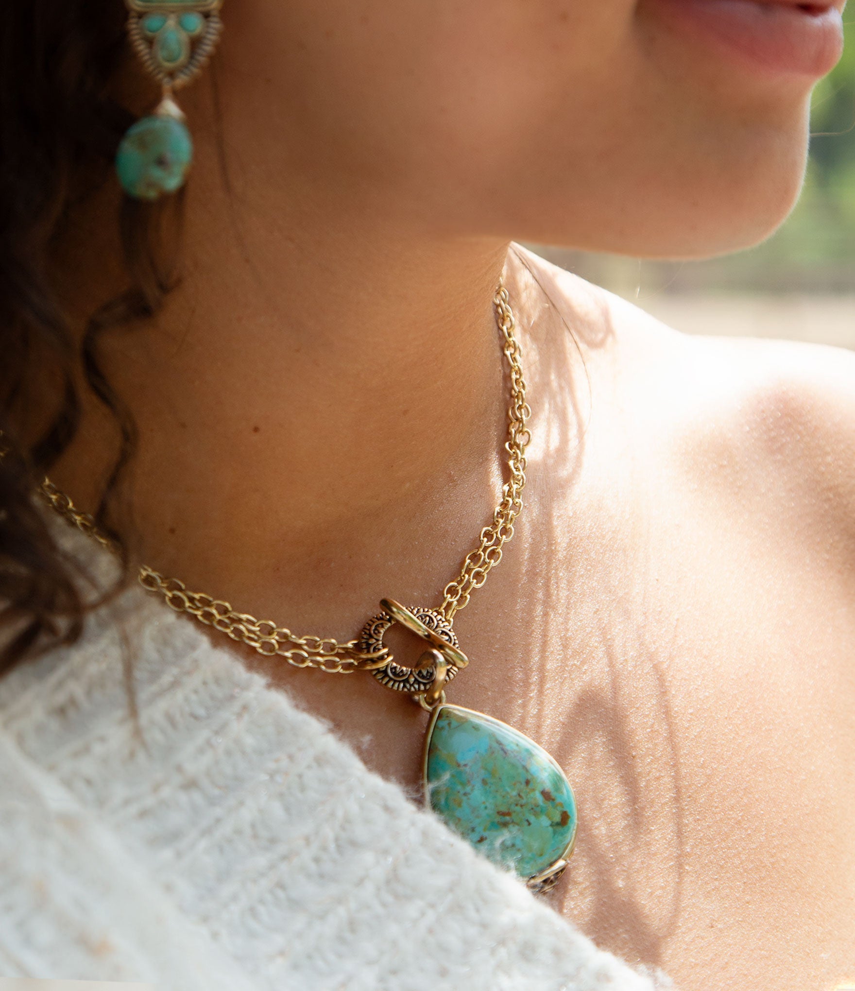 Abby Turquoise and Bronze Pendant Necklace - Barse Jewelry
