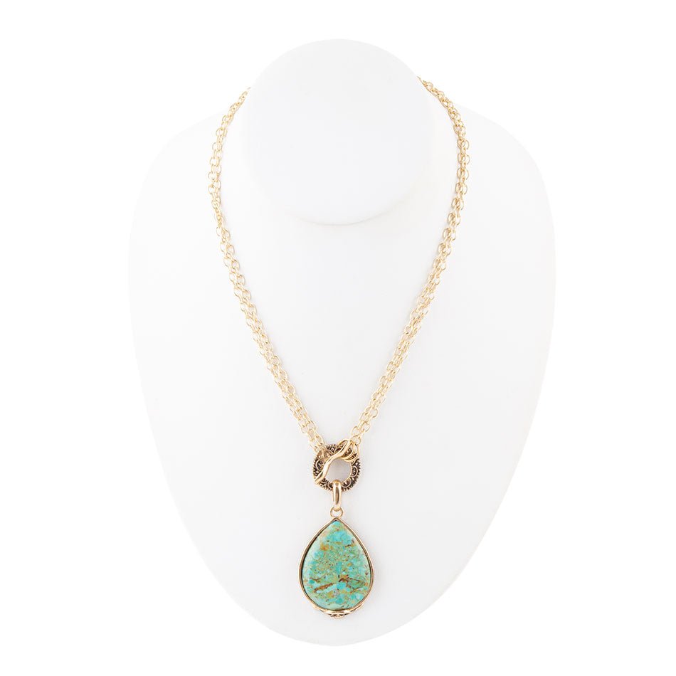 Abby Turquoise and Bronze Pendant Necklace - Barse Jewelry