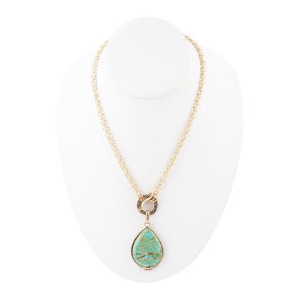 Abby Turquoise and Bronze Pendant Necklace - Barse Jewelry