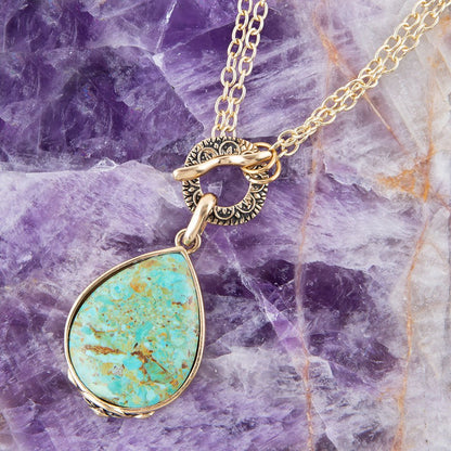 Abby Turquoise and Bronze Pendant Necklace - Barse Jewelry