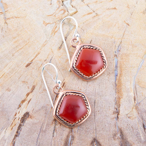 Abstract Carnelian and Copper Earrings - Barse Jewelry