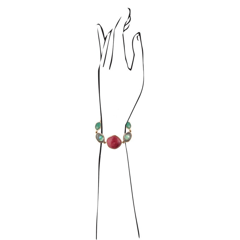 Abstract Cut Bordeaux Quartz Multi-Stone Bracelet - Barse Jewelry