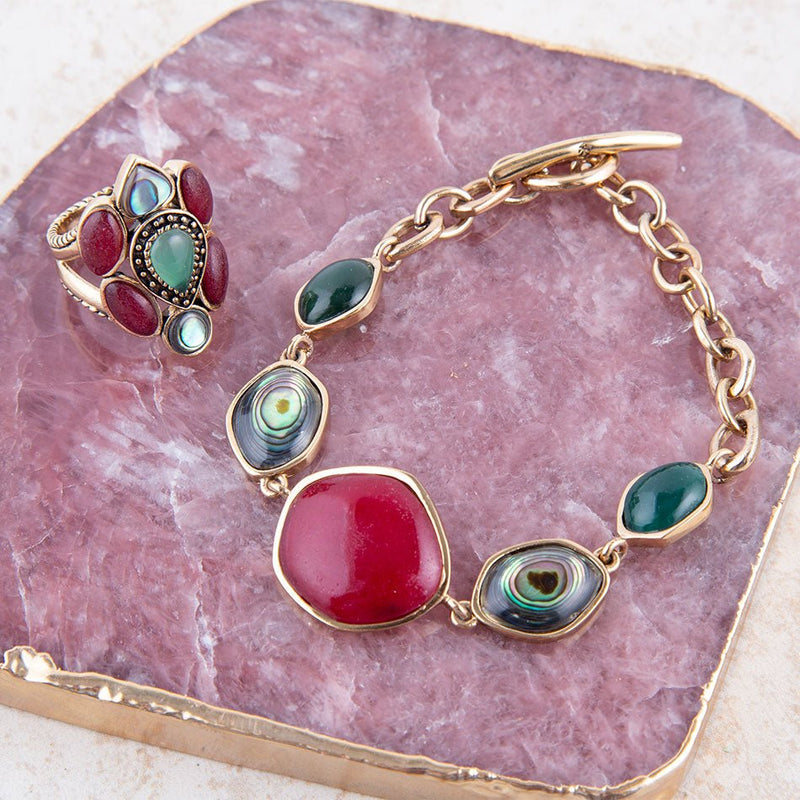 Abstract Cut Bordeaux Quartz Multi-Stone Bracelet - Barse Jewelry