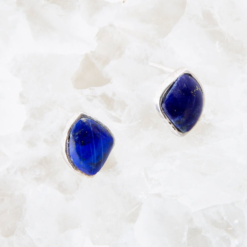 Abstract Lapis and Sterling Silver Post Earrings - Barse Jewelry