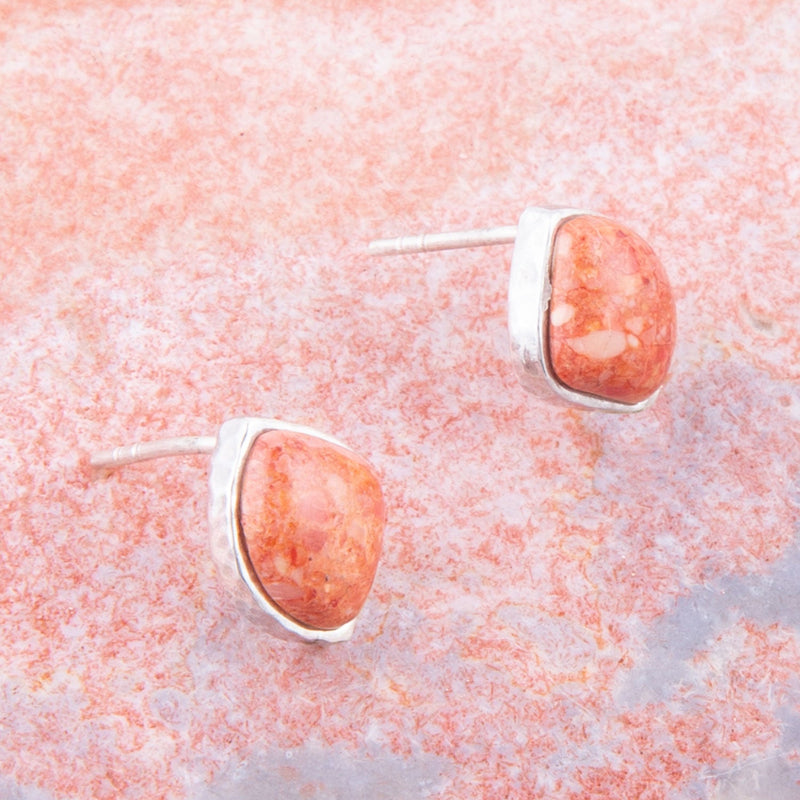 Abstract Orange Sponge Coral and Sterling Stud - Barse Jewelry