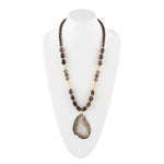 Agate Slab Smoky Quartz Long Necklace - Barse Jewelry