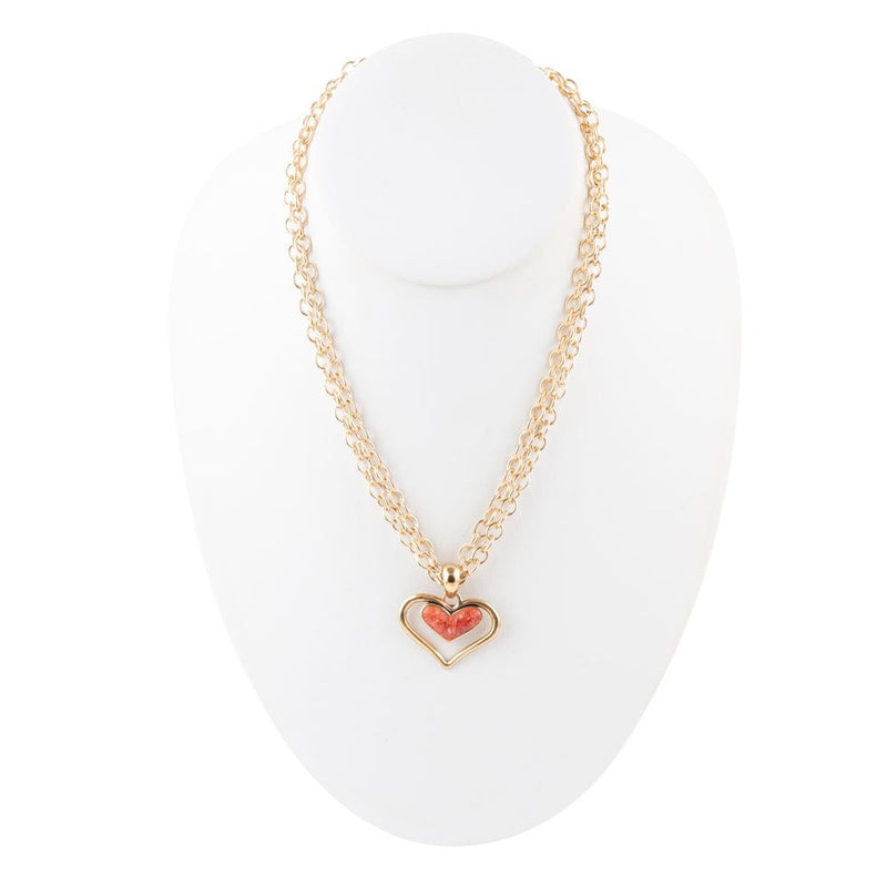 All Hearts Orange Sponge Coral Necklace - Barse Jewelry