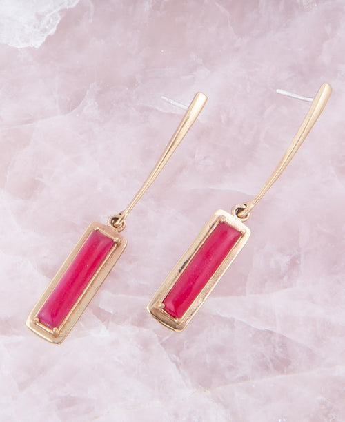 Alpine Red Bordeaux Quartz and Golden Bronze Drop Earrings - Barse Jewelry