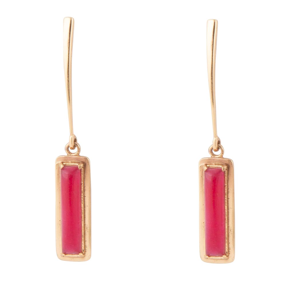 Alpine Red Bordeaux Quartz and Golden Bronze Drop Earrings - Barse Jewelry