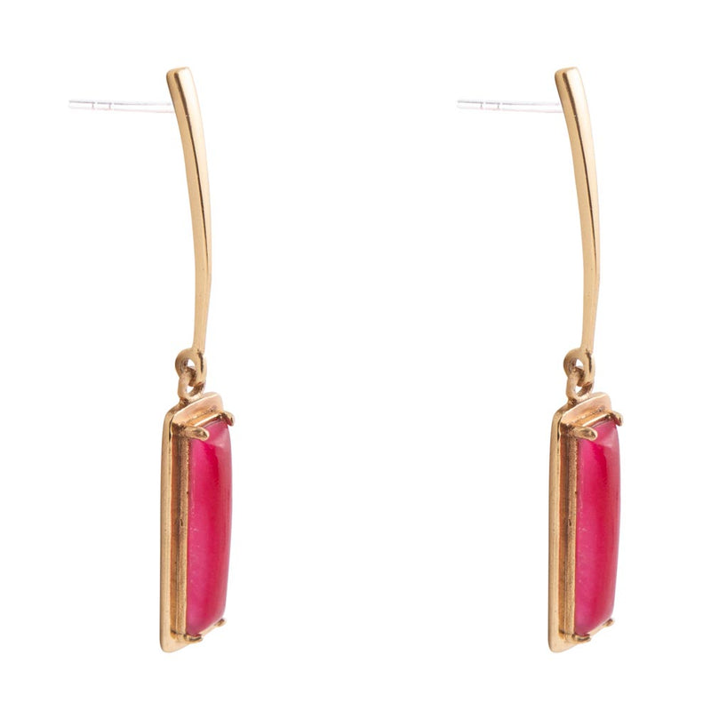 Alpine Red Bordeaux Quartz and Golden Bronze Drop Earrings - Barse Jewelry